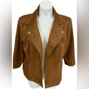NYCC New York Clothing Co. Brown Faux Suede Blazer Jacket Size Large